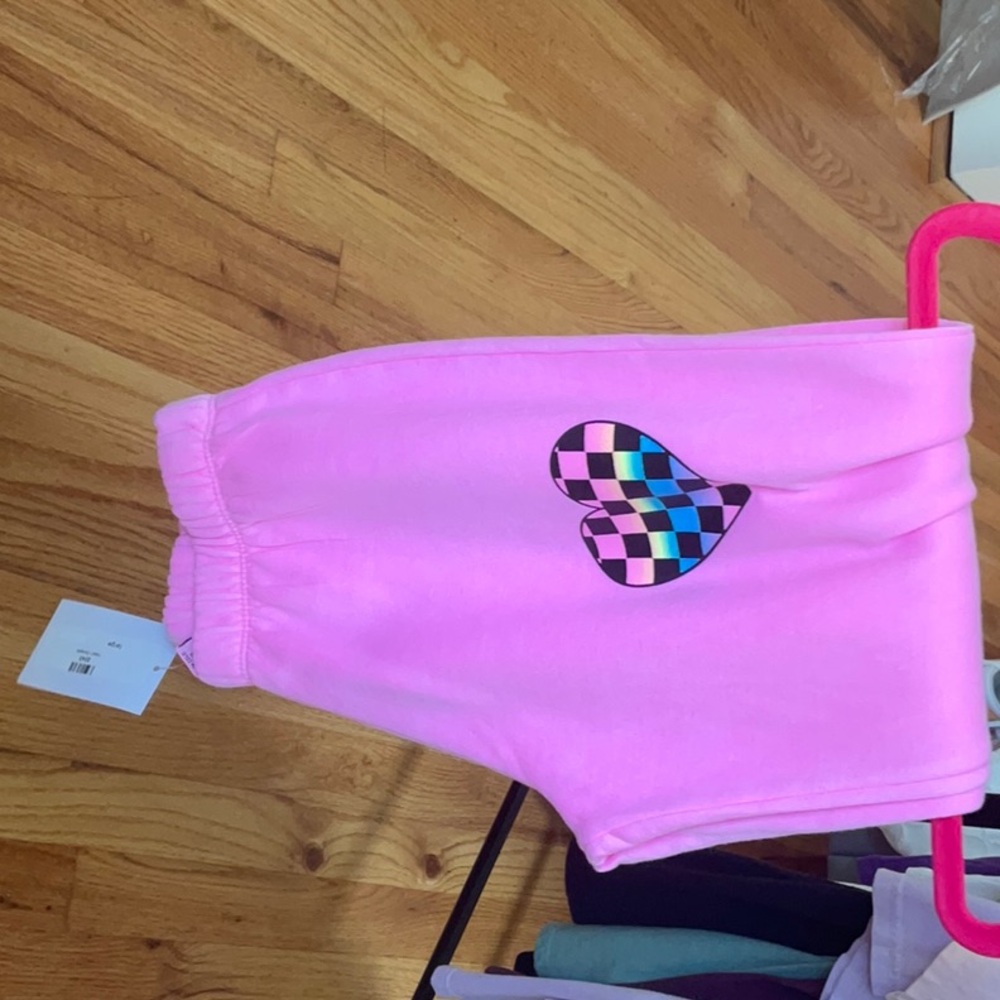 Pink disco heart sweatpants Firehouse